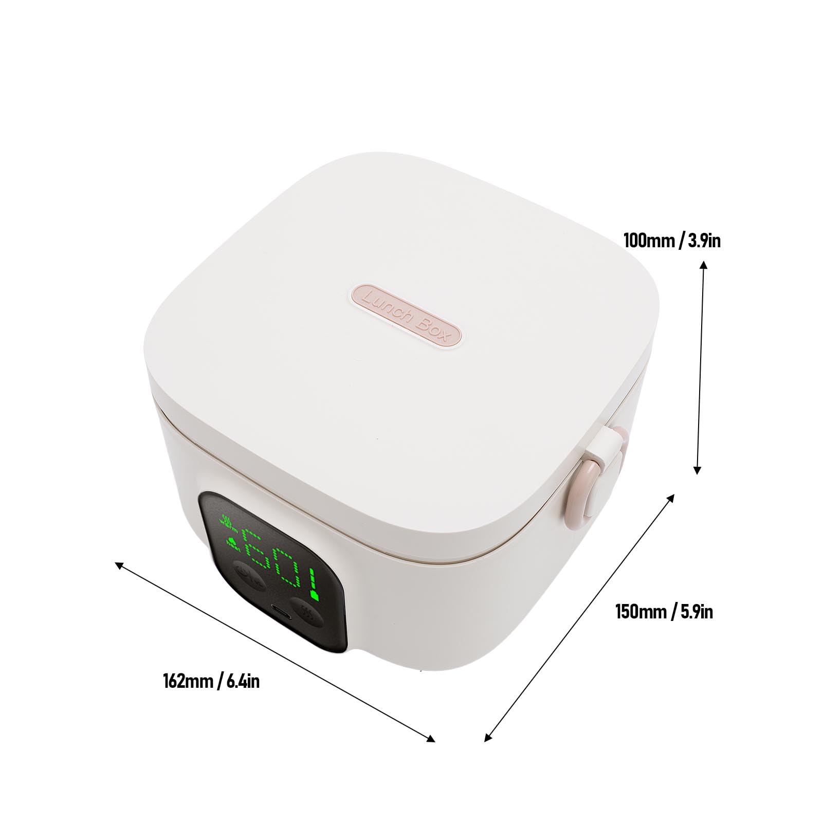 SIXRUN Contenitore per il Pranzo Intelligente a Temperatura Costante, Contenitore per il Pranzo Elettrico da 500 Ml con Rivestimento in Acciaio Inossidabile 304, Timer a 7 Marce, Scaldavivande Senza