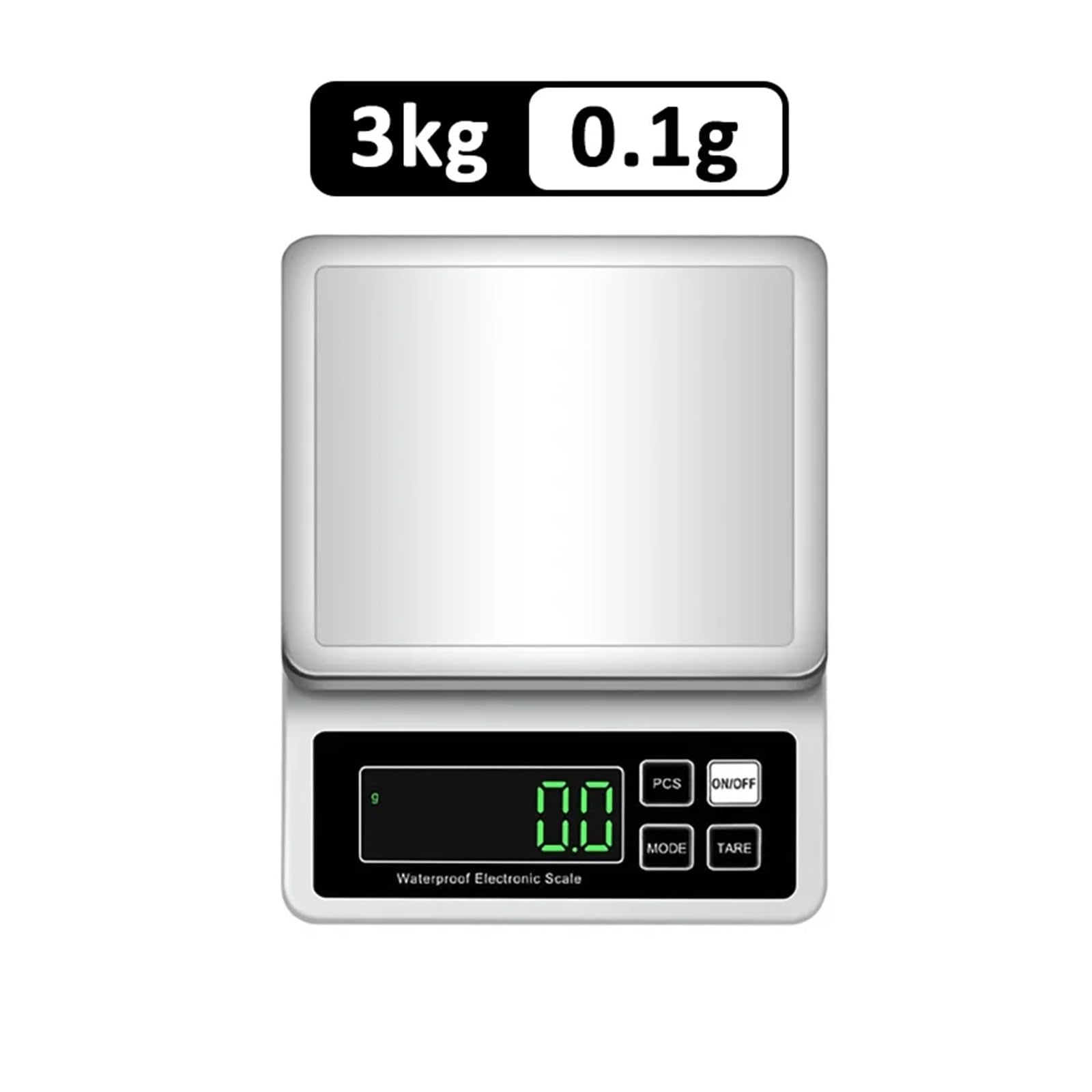 Báscula de cocina for el hogar 0,1g/1g 3kg,5kg,10kg,15kg(White 3Kg 0.1g)
