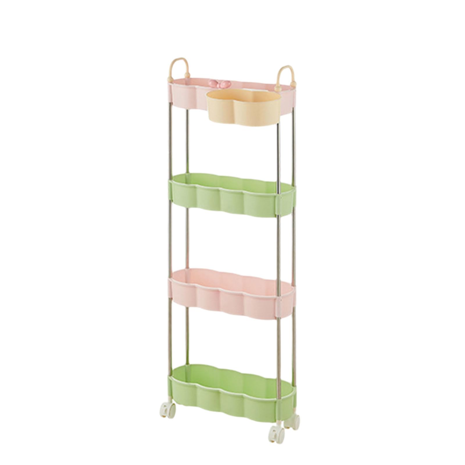 Portable 2/3 / 4 Shelves Utility Cart with Large Capacity Baskets and Lockable for Home Laundry Room Storage Storage Cart