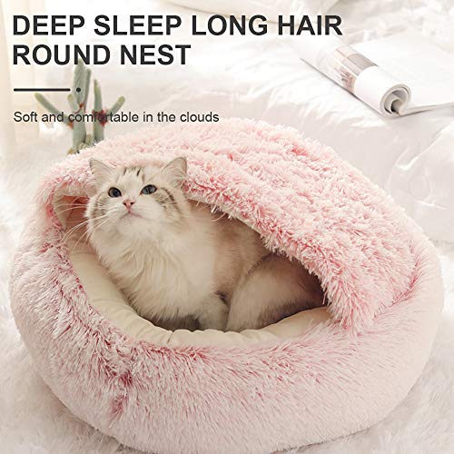 Cama Soft para Gatos, redonda fofa e macia de pelúcia interna para gatos Gruta de inverno quente par