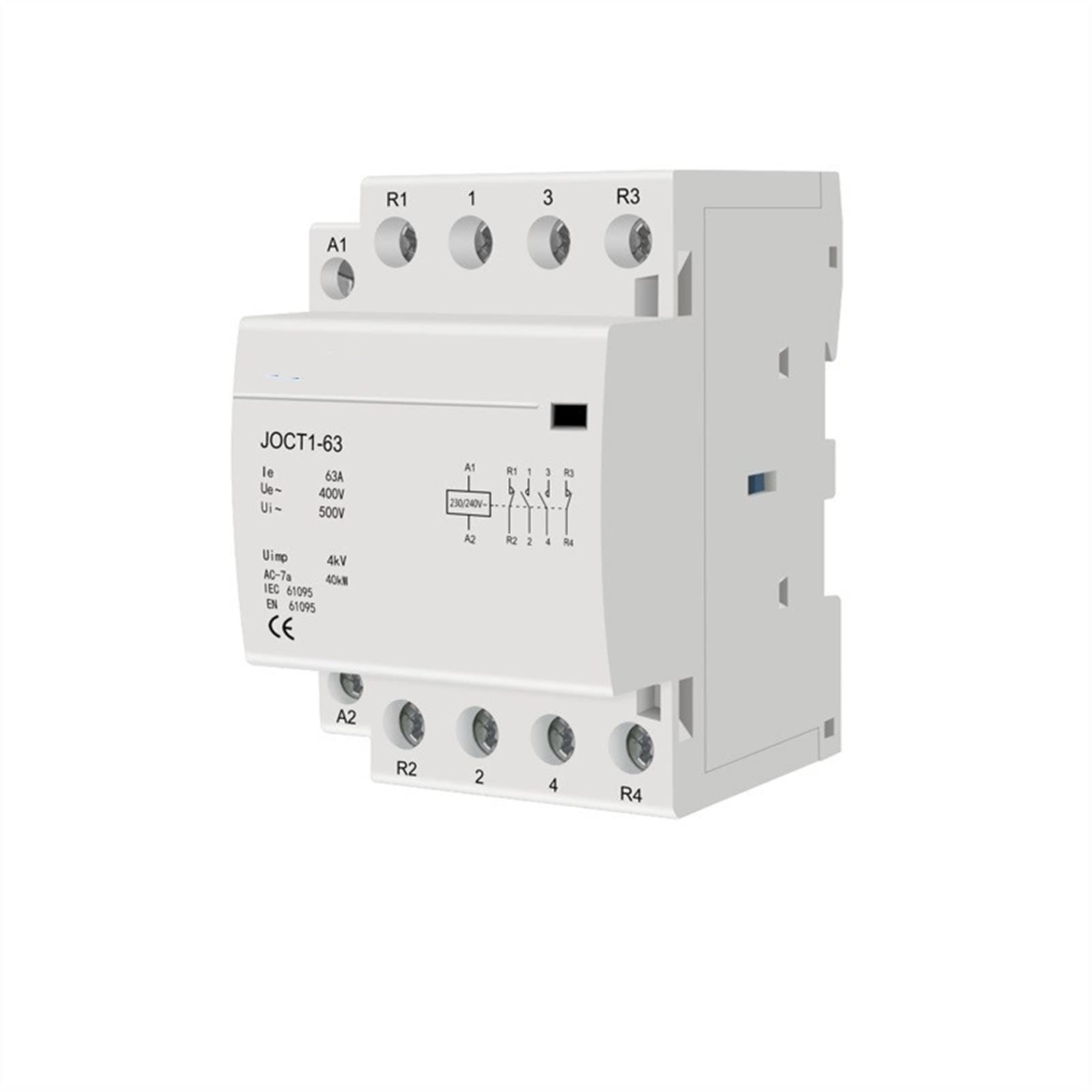 QRUYHBAJU Contactor 4p 63a 220V/230V 50/60Hz Din Rail Household AC Contactors 1NO 3NC/2NO 2NC/3NO 1NC/4NO/4NC Industrial Electrical Replacement Contactor(63a 1no 3nc)