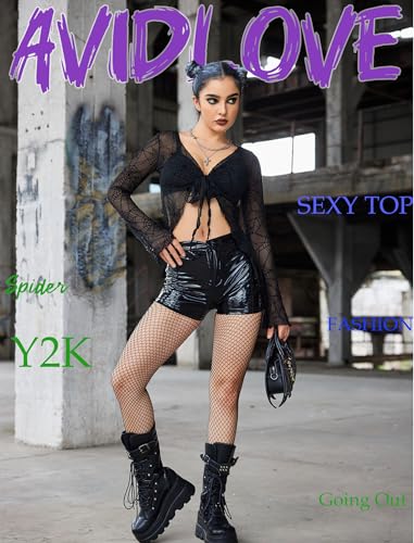 Image of Avidlove Women Mesh Crop Top Y2K Tie Front Tops Rave Top Sheer Cardigan Sexy V Neck Outfits S-2XL