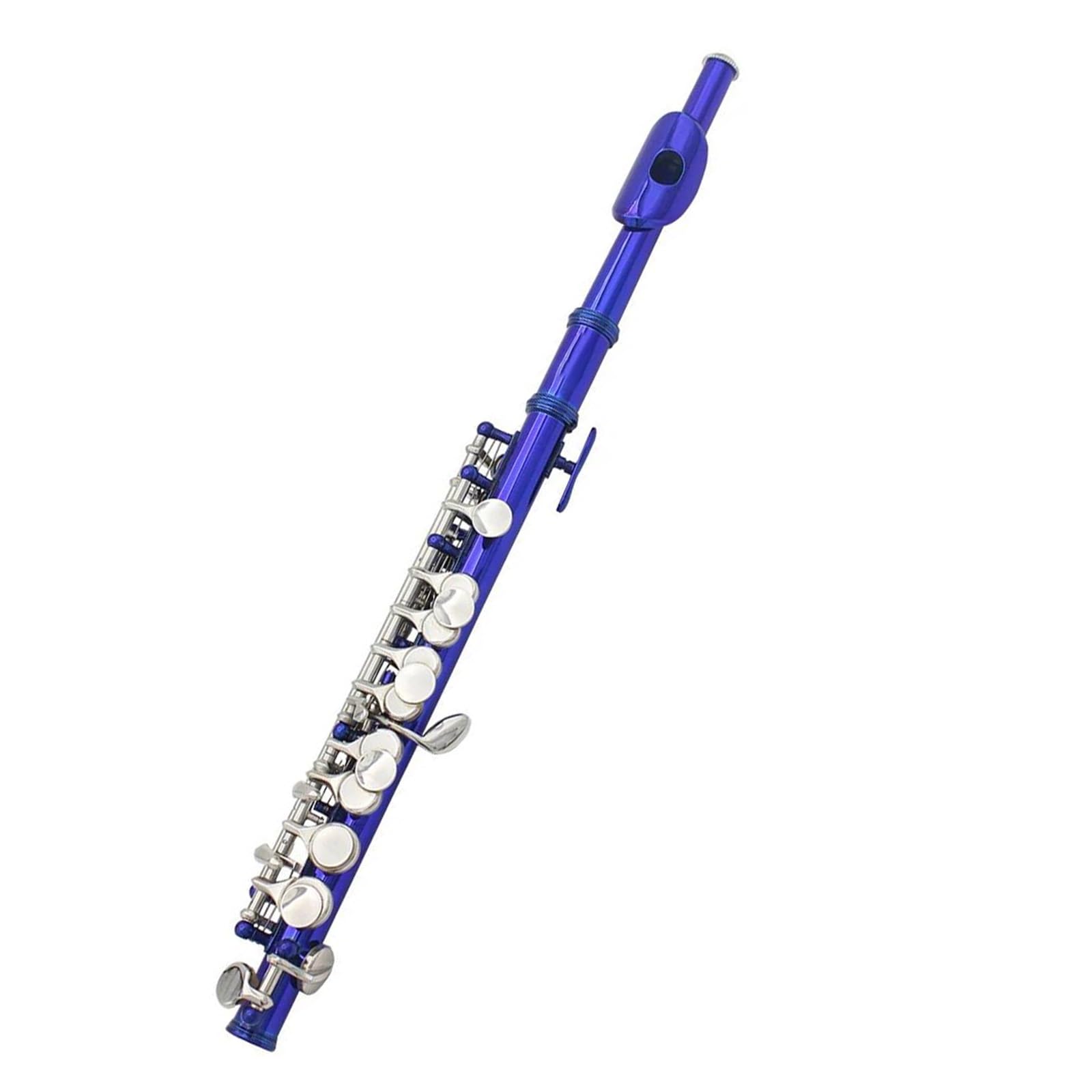 flet prosty Piccolo Professional C Key Half Size Niebieski flet Instrument z pudełkiem do wycierania części z białej miedzi Piccolo