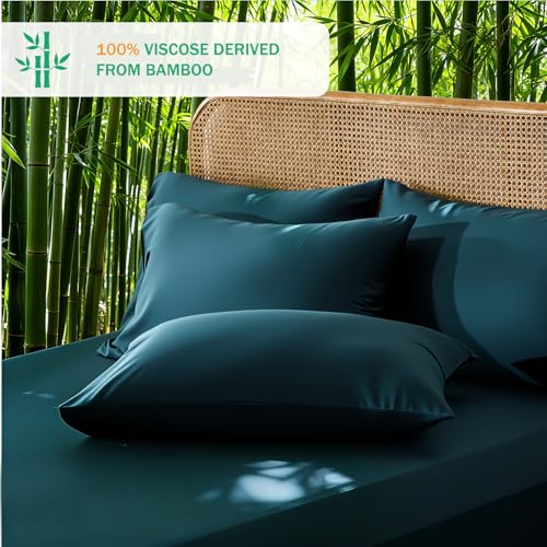 Image of 100% Viscose Derived from Bamboo Sheet Set, Natural Breathable Moisture-Wicking for Hot Sleepers, 18 inch Deep Pocket, 4 Piece