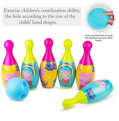 Amazon Brand - Jam & Honey Peppa Pig Bowling Set for Kids | 6 Pins & Ball | Indoor Outdoor Game | Age 3+ Years - Image 2 thumbnail