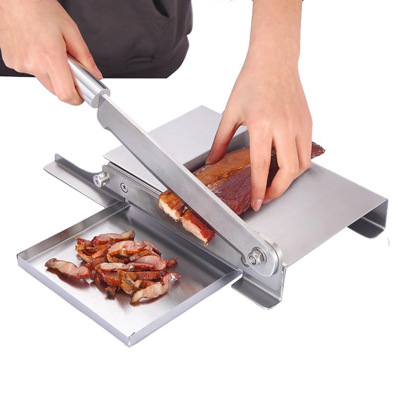 Affettatrice manuale in acciaio inox, efficiente strumento per affettare carne e verdure surgelate