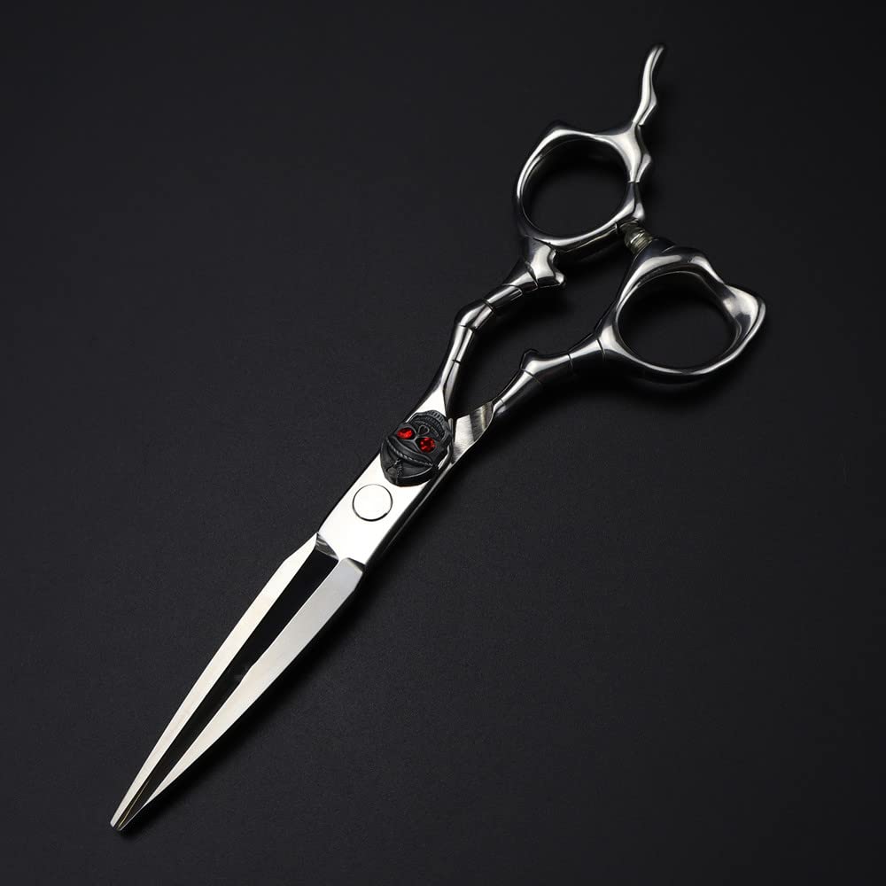 Professional Hair Cutting Shears, Professional Japan 440c steel 6 inch Skull scissor cut hair scissors haircut thinning barber cutting shears hairdressing scissors (Color : Set)