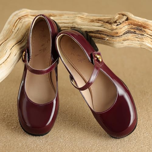 Women's Simple Block Heel Dress Shoes Round Toe Mary Jane Pumps2