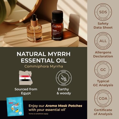 Gya Labs Myrrh Essential Oil for Skin - 0.34 Fl Oz - 100% Pure Natural Myrrh Oil for Diffuser, Face, Hair, Massages & Candle Making Scent - Thumbnail 6