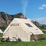 Tienda de campaña inflable con bomba, tienda desplegable impermeable para 4-6 personas, 4 estaciones con agujero para gato de estufa, fácil instalación, 3000 mm impermeable