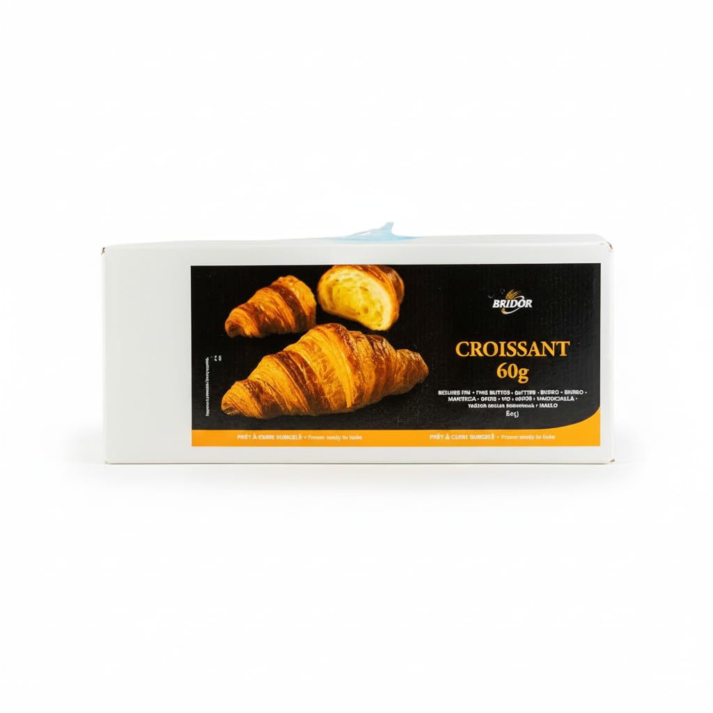 Croissants de Mantequilla Fina Francesa (Beurre Fin) - Pack de 30 Unidades de 60g - Formato Frio Listo para Hornear - Bollería Tradicional Francesa - Bridor - Caja 1,8 kg - NEXU