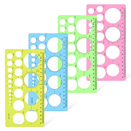 4 Pcs Circle Template Drawing Stencils Rulers Set