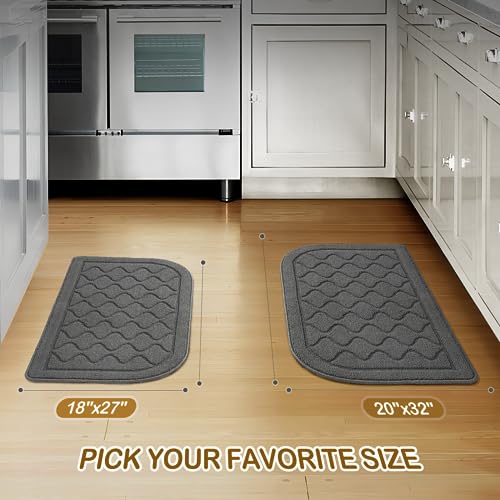 Hotbalzer 18×27 Inch Kitchen Rugs, Comfort Standing Kitchen Mats For Floor Is Made Of 100% Polypropylene, Kitchen Rugs And Mats Non Skid Washable For Kitchen, Floor, Office, Sink, Laundry, Grey #TOP1