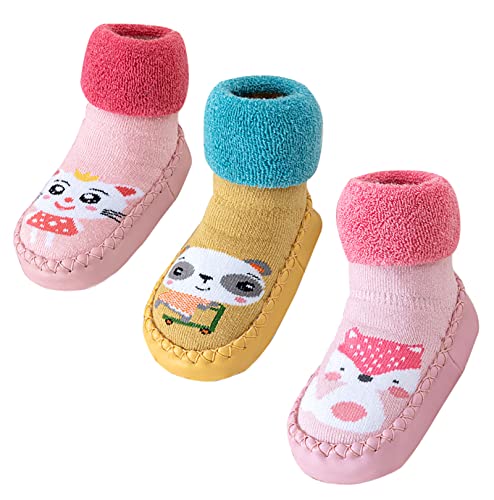 SEAUR Baby Animal Socks Anti-Slip Infant Shoes Slipper Socks Toddler Girl First Walkers Crib Floor Shoes Anti-slip Cotton Moccasins 2.5-3T