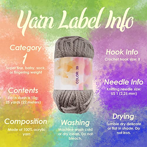 JubileeYarn Amigurumi Select Yarn Bonbons - Baby Weight Acrylic - 10g/Skein - 2 Light Packs/1 Dark Pack - 60 Skeins - Image 3