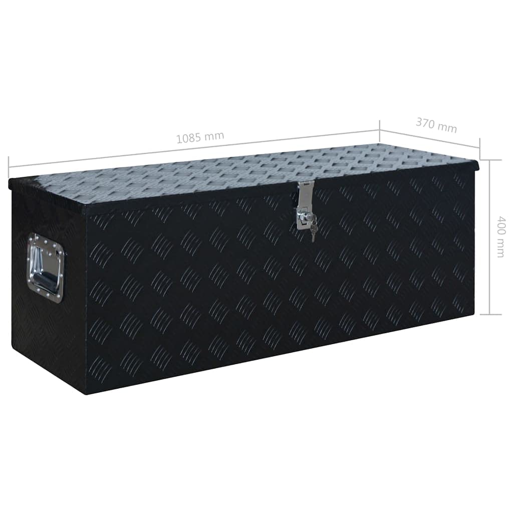 Genérico Caja de Aluminio 1085x370x400 mm Negra,Bricolaje,Accesorios de Bricolaje,Organización y Almacenamiento de Herramientas,Cajas de herramientas-144846