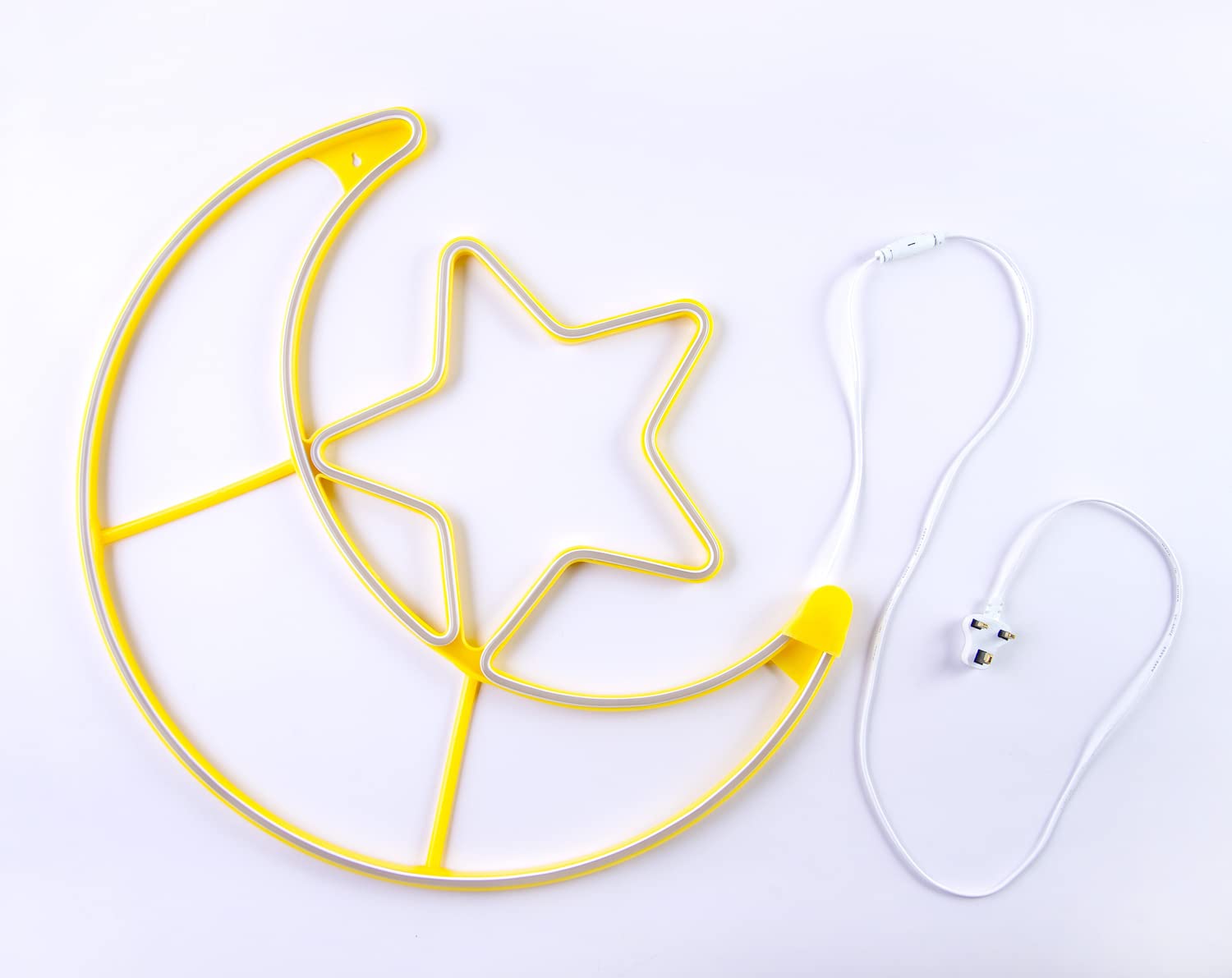 HilalFul Decorative Moon Star LED Light - Large | Living Room, Bedroom, Indoor, Outdoor | Waterproof Light Décor | Home Decoration in Ramadan, Eid | Islamic Gift | Warm White Light | 1.5m Cable