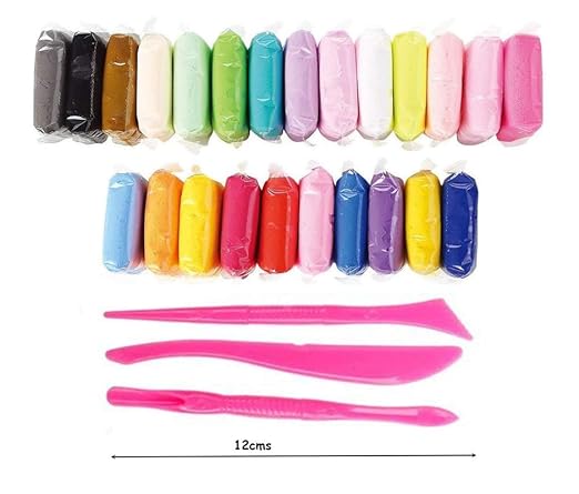 Eclet (Pack of 12) Air Dry Clay, Colorful Children Soft Clay, Creative Art Crafts, Gifts for Kids-Multi Color. Non-Toxic Modeling Magic Fluffy Foam Bouncing Clay Putty Kit for Kids with Tools .74