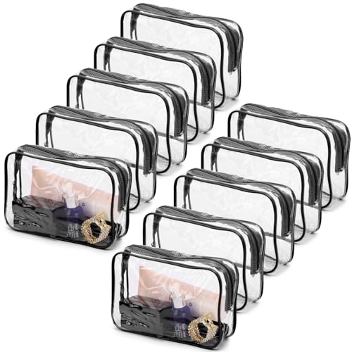 Tbestmax 10 Pcs Clear Cosmetic Bags Small Makeup Bags Portable Waterproof Travel Toiletry Bags...