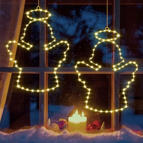 Therlan Beleuchtet Engel Weihnachtsdeko Lichterketten, 2 Stück 70...
