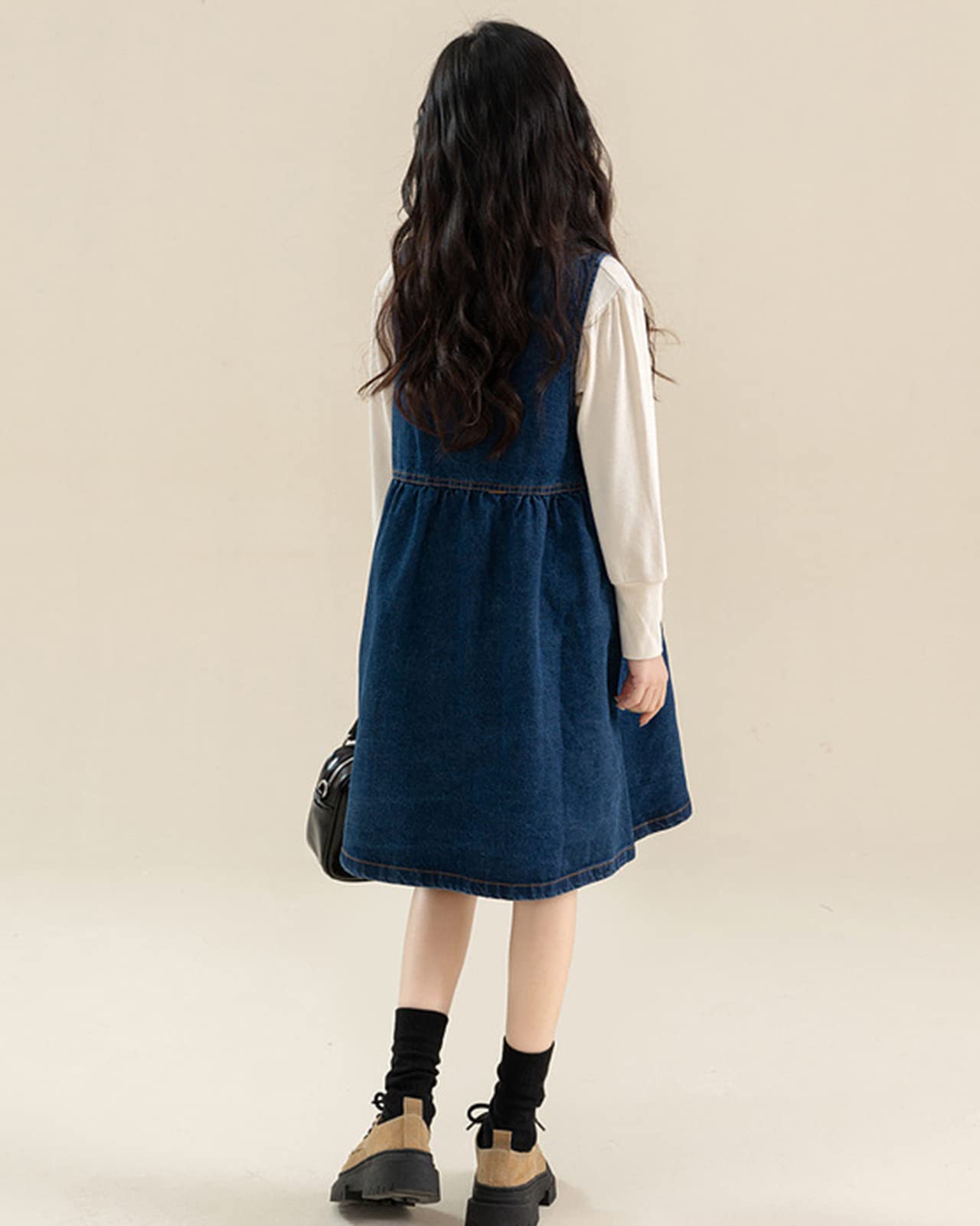 Peto Vaquero Falda Niñas Denim Vestido Dungaree Vaqueros Vestido Peto de Falda Peto Monos Peto y Camisa 2 Piezas
