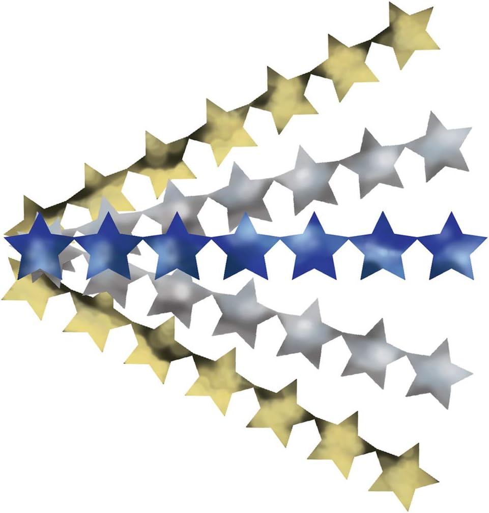 Hygloss Products, Inc Gold Silver and Blue Metallic Star Sticker Strips