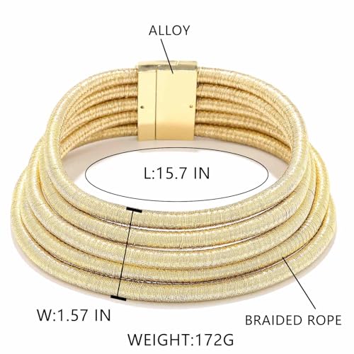 African Choker Necklace Gold Rope Weave Collar Layered Boho Tribal Chokers Multilayer Statement Party Jewelry Accessories for Women4