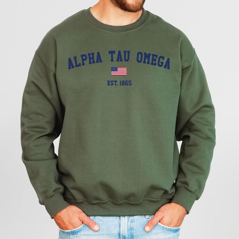 Alpha Tau Omega Sweatshirt - ATO USA Flag Fraternity Crewneck Sweatshirt2