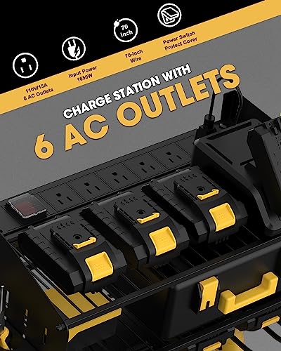 Power Tool Charging Station - 3 Layer Wall Mount Power Tool Organizer with Charging Station for Power Drill, 6AC Outlets, Great as Heavy Duty Tool Rack & Tool Holder for Garage Organization image 9
