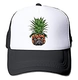 Funny Pineapple Pug Unisex Fitted Mesh Hat Baseball Caps Black