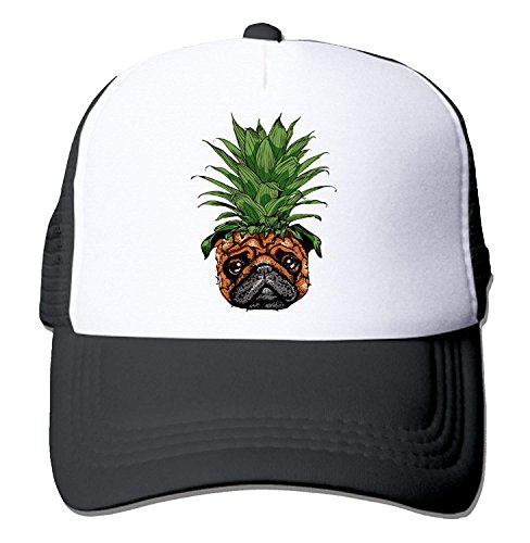 NVJUI JUFOPL Funny Pineapple Pug Unisex Fitted Mesh Hat Baseball Caps Black