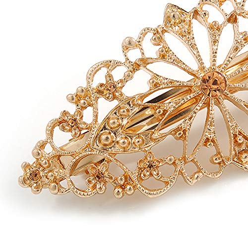 Amazon.com : Floral Filigree Shampagne Crystal Barrette Hair  display picture 1