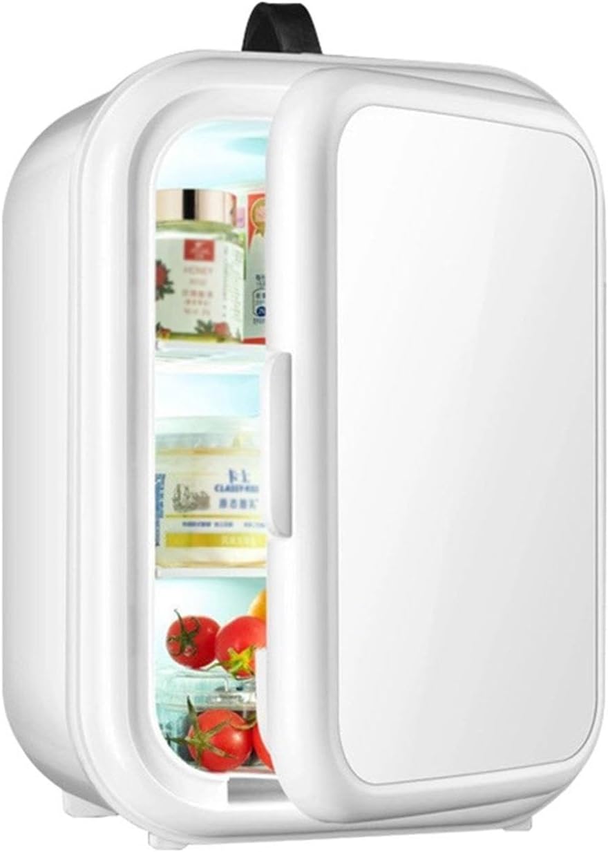 Mini Fridge, Portable Small Refrigerator Skincare Beauty Fridge with LED Mirror Personal Thermoelectric Cooler/Warmer with 12V DC 110~220 V AC for Bedroom, Dorm, Car, Office