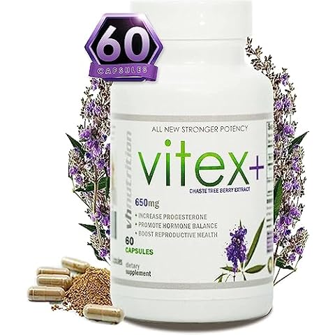 yhn Vitex Plus 650mg Chasteberry Supplement for Women - Support Fertility, Hormone Balance, PMS Symptoms & Menopause Relief - 60 Capsules Cover