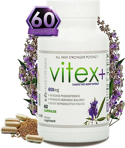 yhn Vitex Plus 650mg Chasteberry Supplement for Women - Support Fertility, Hormone Balance, PMS Symptoms & Menopause Relief - 60 Capsules