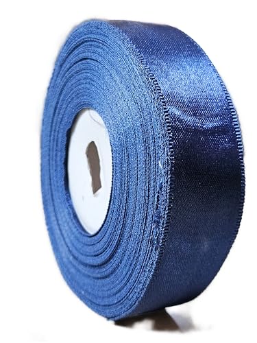 Bits & Bobs | (1/4 Inch,1/2 Inch,1 Inch,2 Inch) Solid Color Satin Ribbon, Double Faced High Density Polyester Fabric Ribbon for Gifts Wrapping, Wedding, Party, Crafts, Hair Bows, Home DIY Decor Ornaments (Navy blue, 1 inch,18meter)