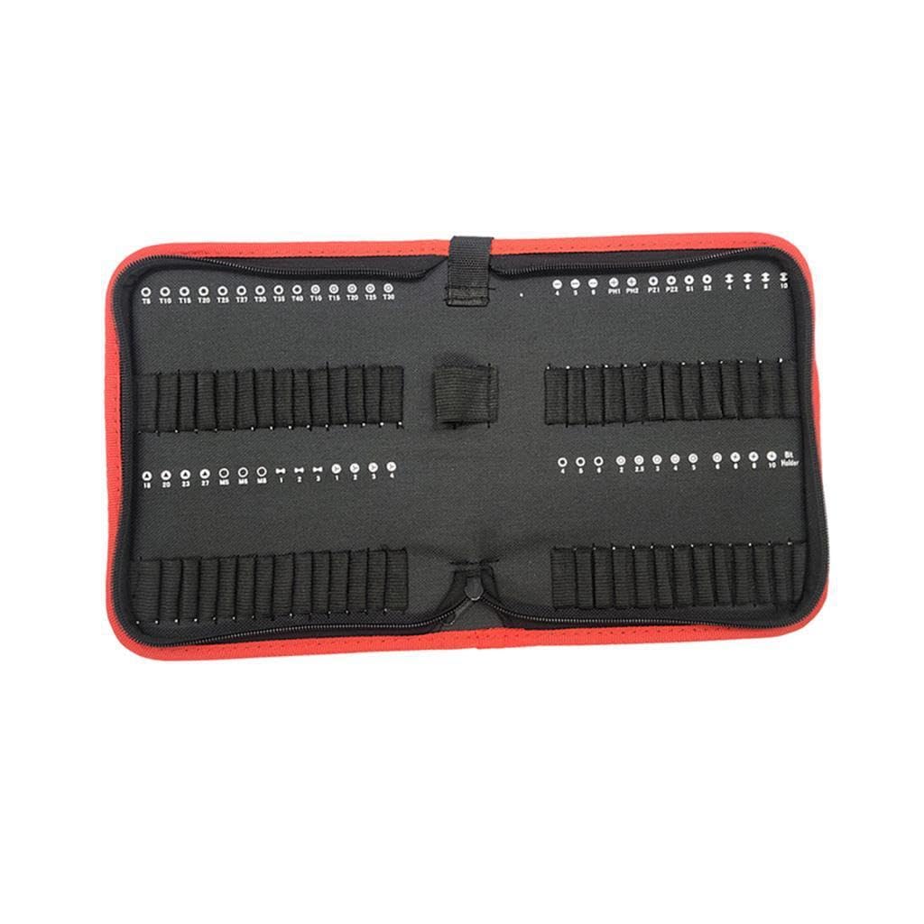 Pixzcsa Men's Black Professional Bit Storage Bag Zipper Closure Stylish Handy Portable Electricians Carpenters And All Craft Professionals Bit Carrier Professional Driver, 22.4X17.7x4.2cm