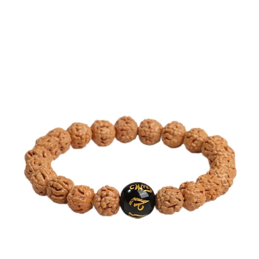 YNIYUJKL Beaded Bracelets, Mala Bead,Buddhist Rosary, Bodhi Beads Bracelet Indonesia Rudraksha Bodhi Bracelet Single Circle Buddha Bead Bracelet Unisex For Meditation,Black_10*9 mm