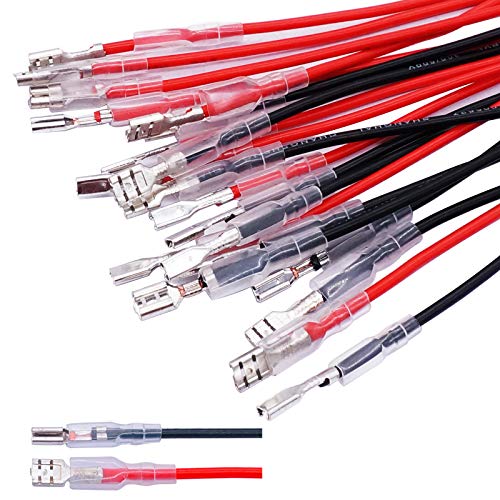 Cosses à sertir femelles Twidec 2,8 et 4,8 mm avec fils et manchons isolants