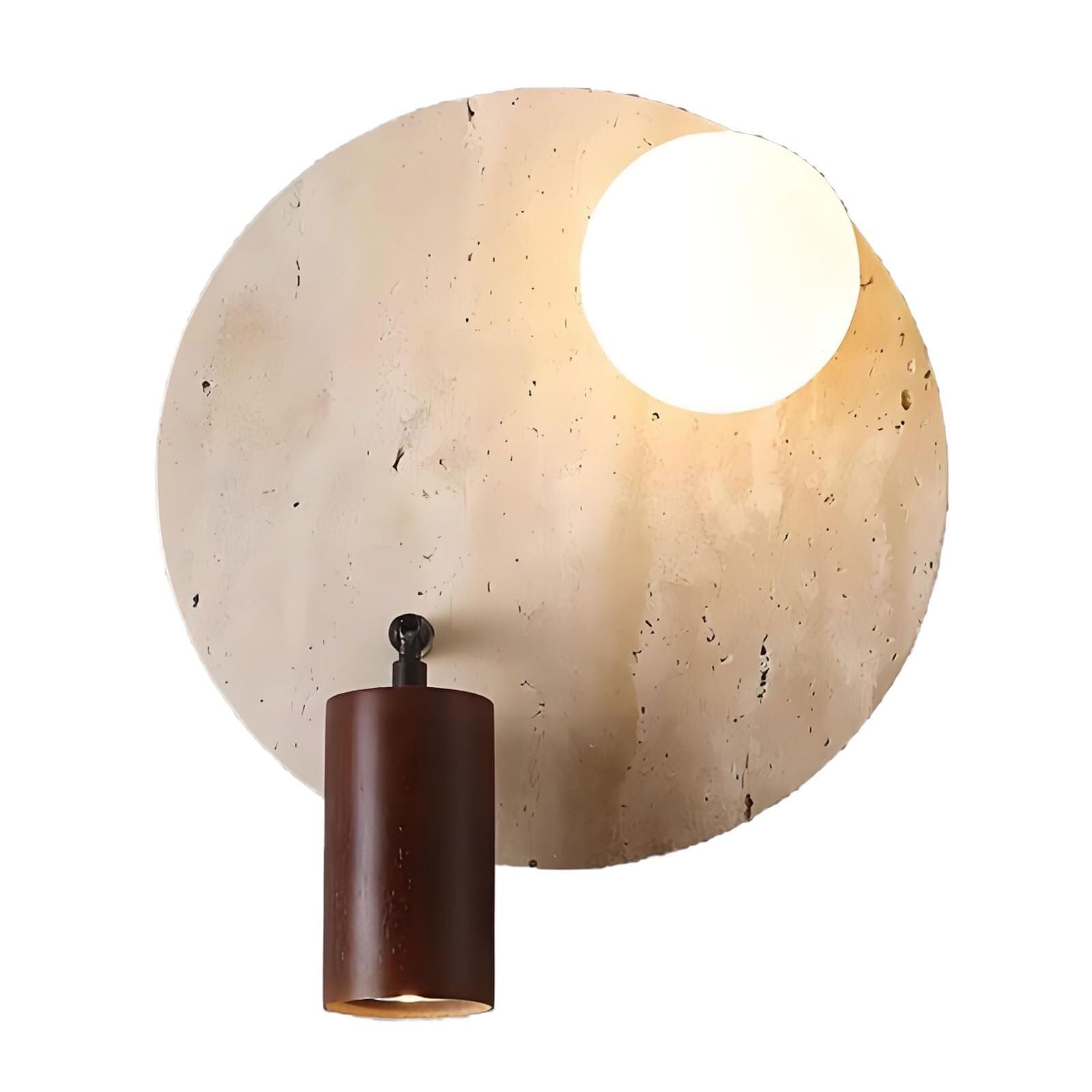 LUOYAOB Yellow Travertine Wall Sconce Black Walnut Glass Globe Accent Light