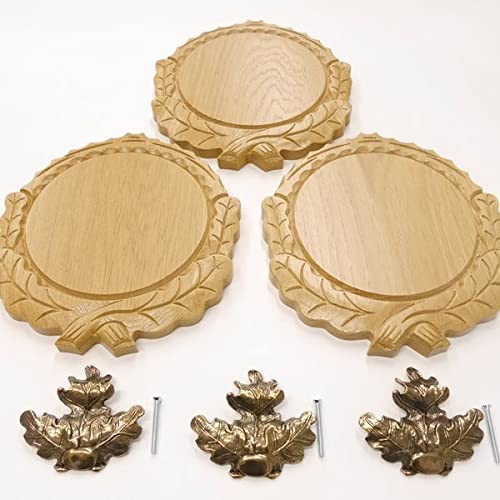 3 placas de cuña talladas de roble claro AF 16 cm con 3 hojas de roble, portada grande, tabla cuña, tabla de especias, cartel trofeo.