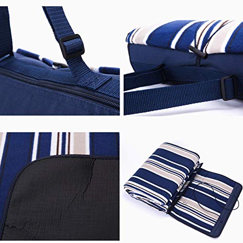 Picnic Blanket, Waterproof SandProof with Picnic Recipes Book (60\" x 80\", Blue)