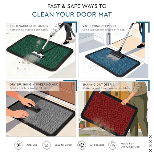 Image of Encasa XO Door Mat for Home Entrance, Polypropylene Floor Mat Blue