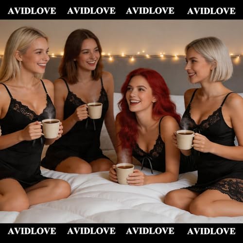 Avidlove Women Lingerie Lace Modal V Neck Sexy Chemise Nightgown Black - image 5