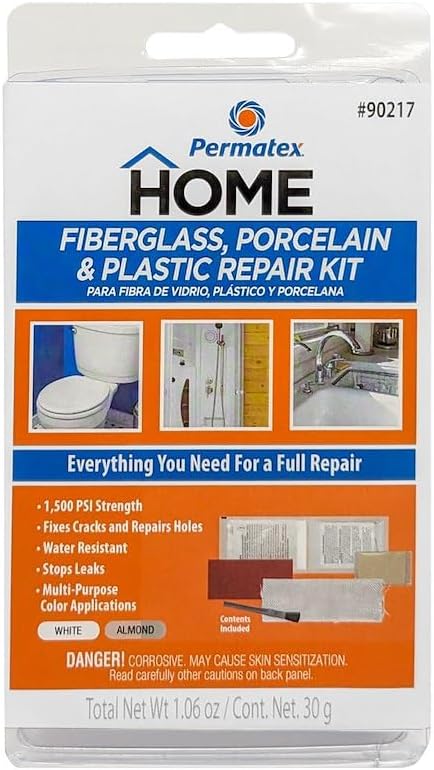 Kit de reparación de porcelana y plástico de fibra de vidrio - Reparación de superficies para fregaderos y accesorios de RV Blanco