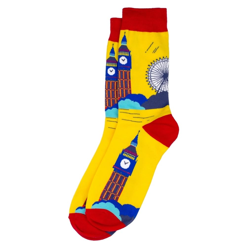 JOE COOL Socks cotton & spandex London city scene yellow