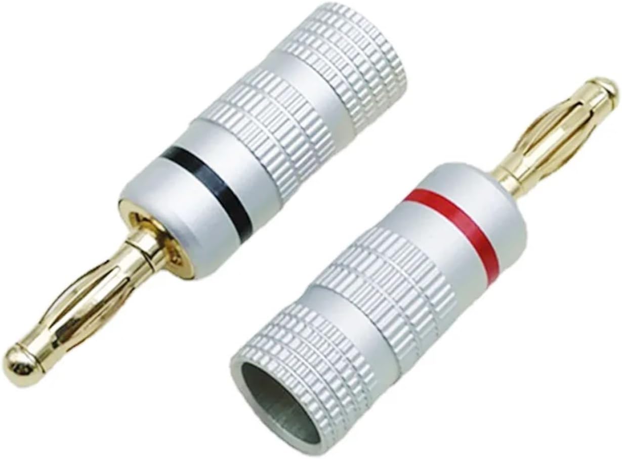 2/6Pieces 4mm Speaker Banana Plugs 24K Gold Plated Speaker Wire Banana Plugs Connectors(6 Pieces,Leaf Type)