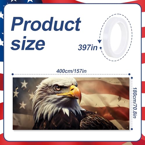 Image of 13x6 ft American Bald Eagle Flag Garage Door Banner - Patriotic Eagle with Stars and Stripes Backdrop, Hanging Garage Decor - for 4th of July Independence Day Decor, USA Pride Outdoor Wall Art