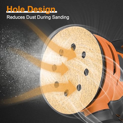 Image of 100PCS 5 Inch Sanding Discs, 8 Hole Hook and Loop Round Sandpaper for Random Orbital Sander (60 80 120 220 320 Grits)