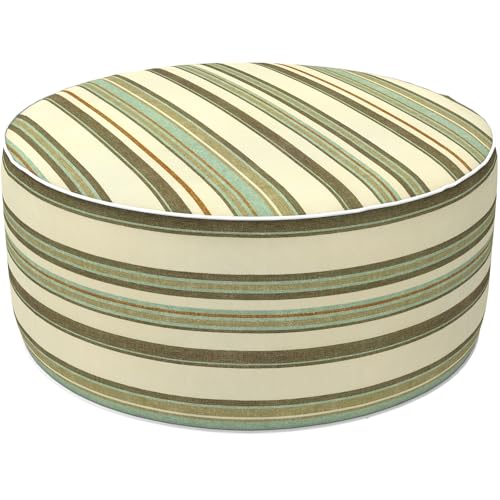 LVTXIII Inflatable Stool Ottoman Footrest with Handle, Decorative Fade-Resistant Foot Stool, Indoor or Outdoor Pouf for Home Garden and Camping Use, 21x21x9, Stripe Onyx